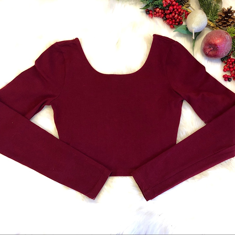 TOBI Long Sleeve Cutout Crop Top